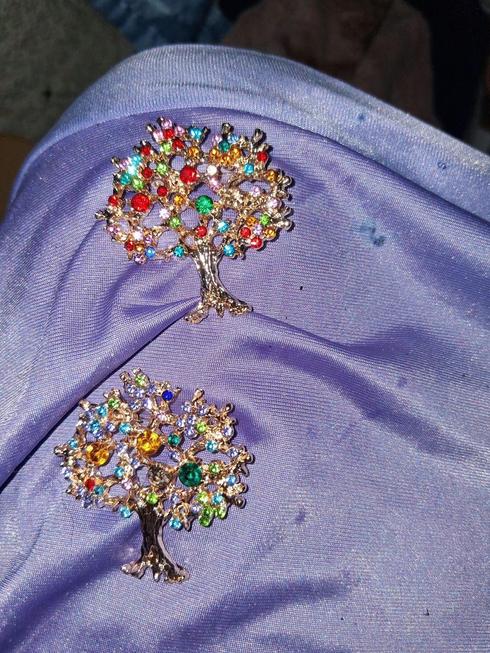 2 Multicolor Crystal Tree Broochs - Women Jewelry Brooches